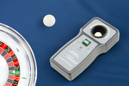 Verifies casino roulette balls & dice that no metal is inside.
