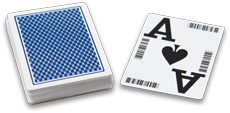 Playing cards with barcodes on the face for online casino studios