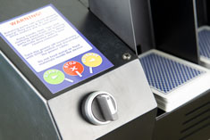 Playing card shredding device for secure card destruction.