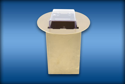 Securely dispose playing cards with round shaped Baccarat discard bin. Internal shape is designed to fit sealable storage vault.