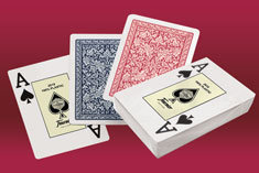 Highly durable 100% plastic Fournier playing cards that always recover their original shape, ideal for casino and poker room.