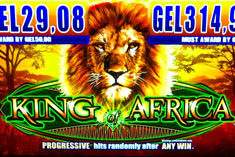 Play in Batumi & Tbilisi slot game King of Africa, with majestic lion and the untamed African savannah