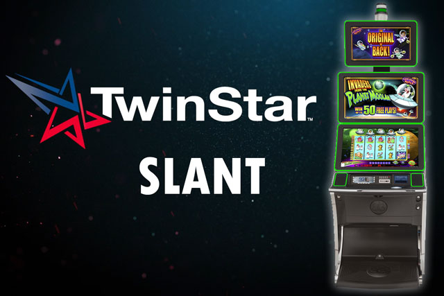 Slantop TwinStar™ slot machine cabinet with dual screen & topper